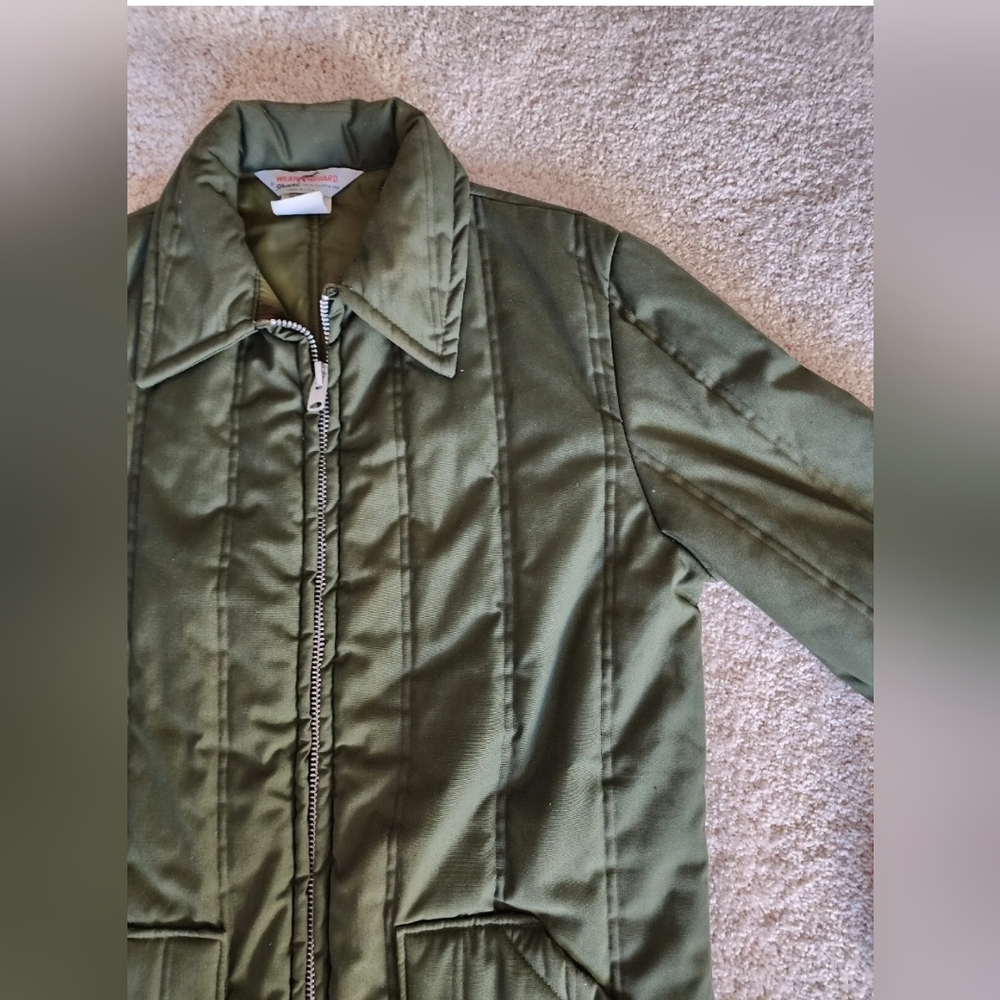 Vintage men's jacket Weatherguard by Shane size medium green zip Collared coat
